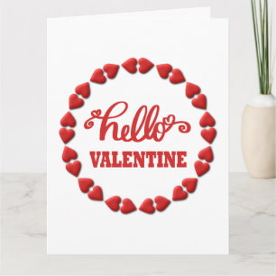 Hello Valentine 2026 Happy Valentines red heart Card