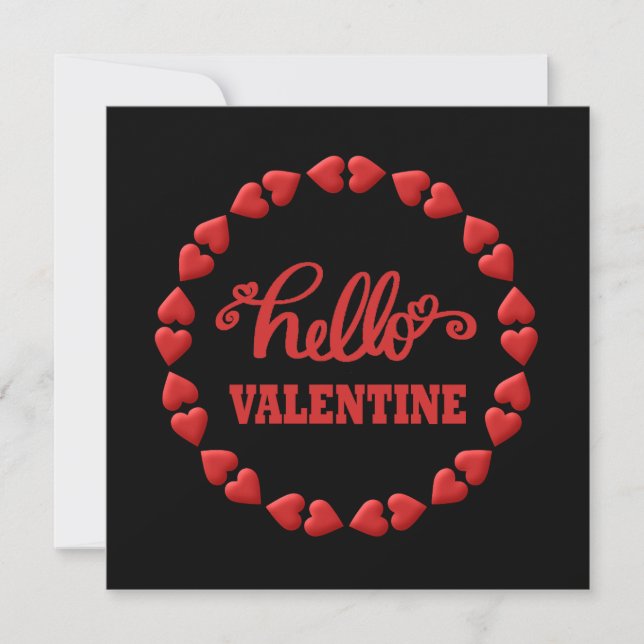 Hello Valentine 2026 Happy Valentines red heart Holiday Card (Front)