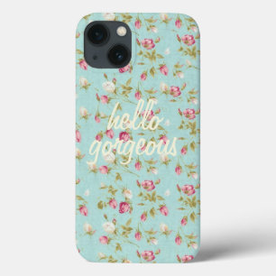 Hello Vintage floral pattern shabby rose chic iPhone 13 Case