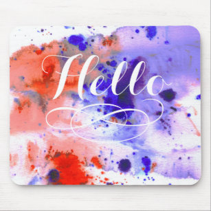 Hello   Watercolor Mouse Pad