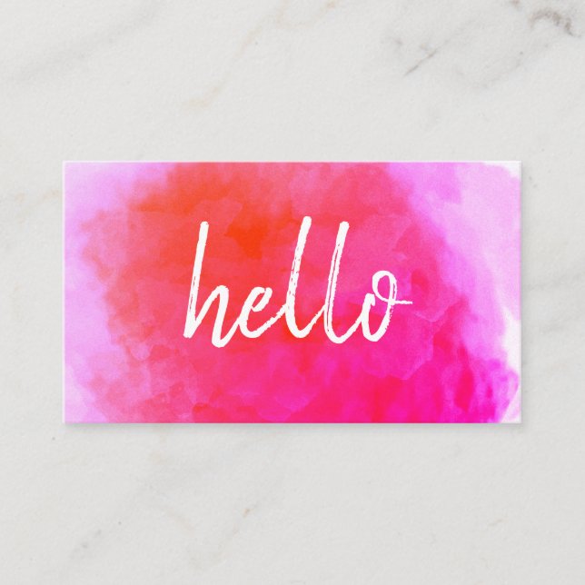 Hello Watercolor Vibrant Business Card (Front)