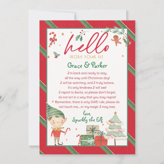 Hello Welcome Letter from Your Christmas Elf Invitation (Front)