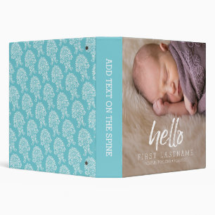 Hello Whimsical with Baby Photo - blue Binder