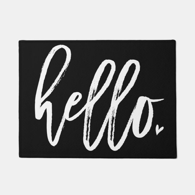 Hello White Script Doormat (Front)