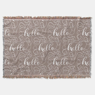 HELLO white seamless pattern with LINES Throw Blanket