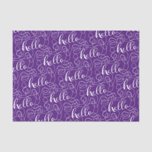HELLO white seamless pattern with LINES Tissue Paper