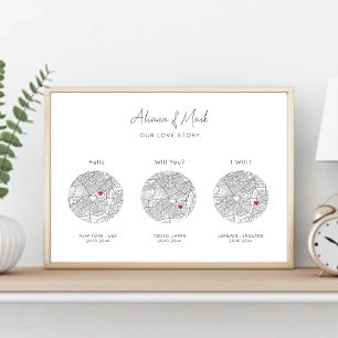 Hello, Will You, I Do Custom Elegent Map Poster