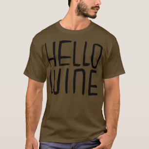 Hello Wine Typography Halloween Pun T-Shirt