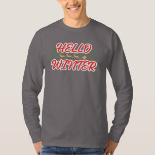 Hello Winter Christmas Santa Sleigh Reindeer T-Shi T-Shirt