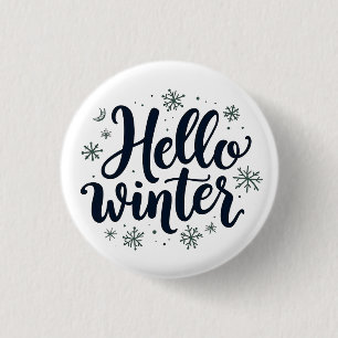 Hello Winter Christmas Snowflake Winter Season  1 Inch Round Button