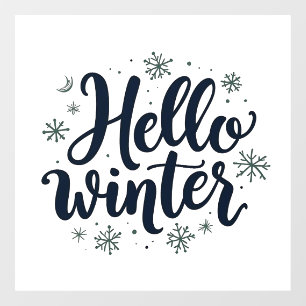 Hello Winter Christmas Snowflake Winter Season Window Cling