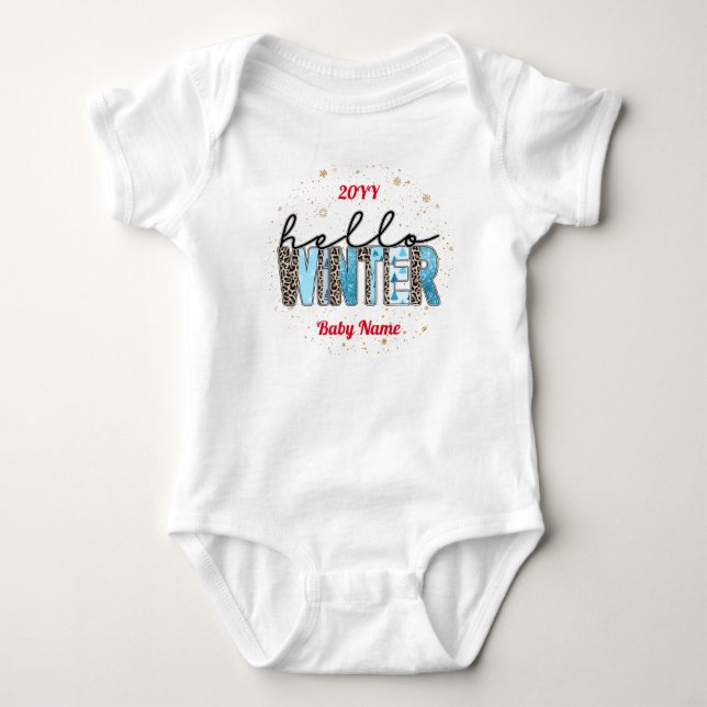 Hello Winter Customize Baby Bodysuit (Front)