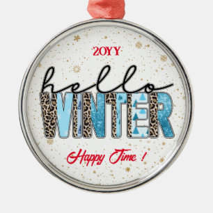 Hello Winter Customize Metal Ornament