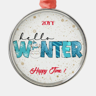 Hello Winter Customize Metal Ornament