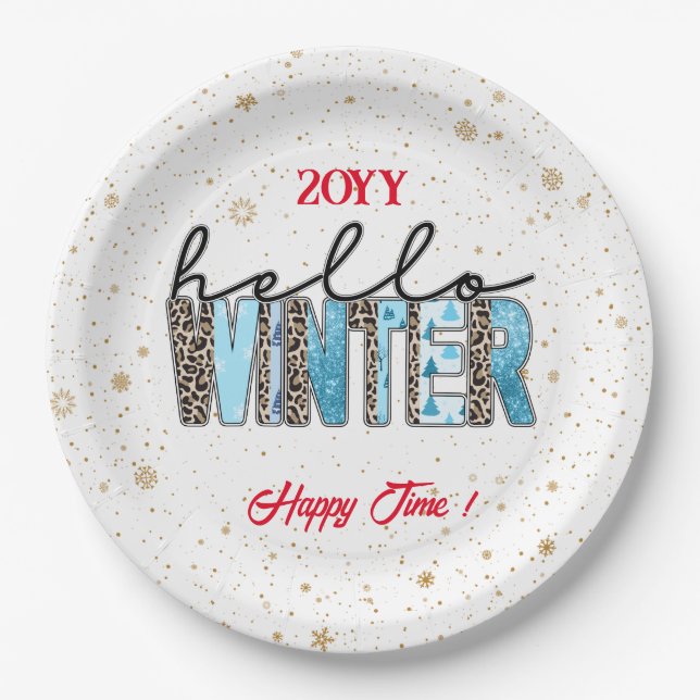 Hello Winter Customize Paper Plate (Front)