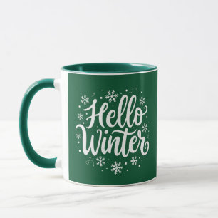Hello Winter Elegant Christmas Two Tone Coffee Mug