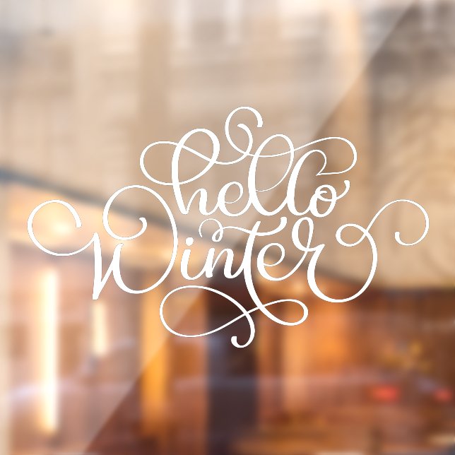 Hello Winter Hand Lettering Shop White Window Clin Window Cling (Sheet 2)