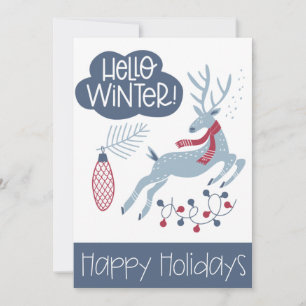 Hello Winter Happy Holidays Christmas Holiday Card