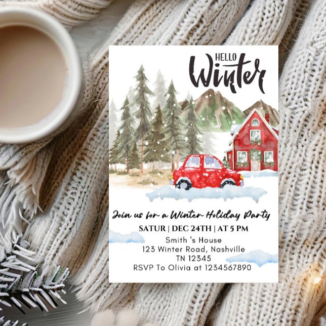Hello Winter Holiday party -Snowflake Winter Party Invitation (Creator Uploaded)