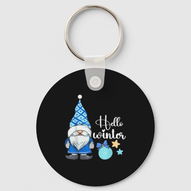 Hello Winter, Nordic Christmas Gnome  Keychain (Front)
