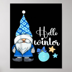 Hello Winter, Nordic Christmas Gnome Poster