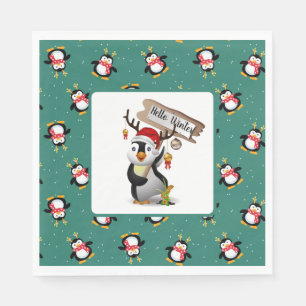 Hello Winter Penguins  Napkins