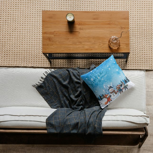 Hello Winter Personalized Throw Pillow (Creator Uploaded)