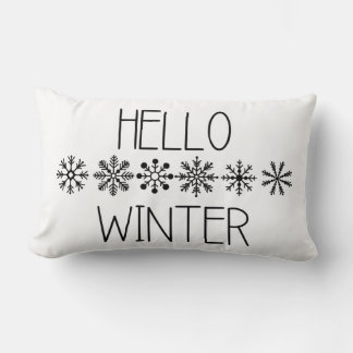 Hello Winter Snowflake Lumbar Pillow