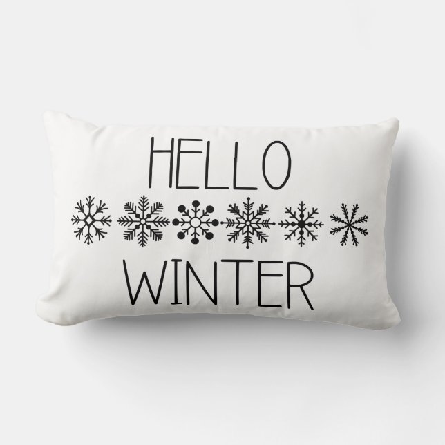 Hello Winter Snowflake Lumbar Pillow (Front)