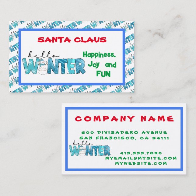 Hello Winter Snowman Customize Business Card (Front/Back)