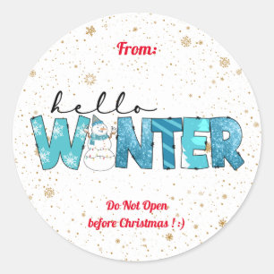 Hello Winter Snowman Customize Classic Round Sticker