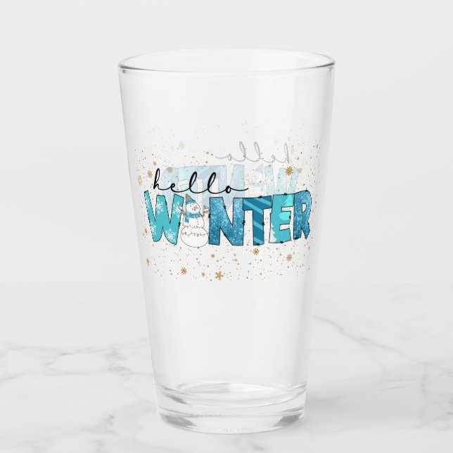 Hello Winter Snowman Customize Glass (Front)
