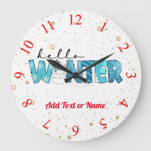 Hello Winter Snowman Customize Large Clock