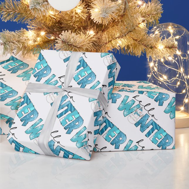 Hello Winter Snowman Customize Wrapping Paper (Holidays)