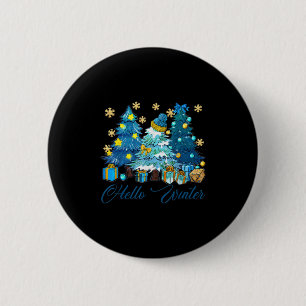 Hello Winter Sweet Cozy Coffee Lovers Snowman Chri 2 Inch Round Button