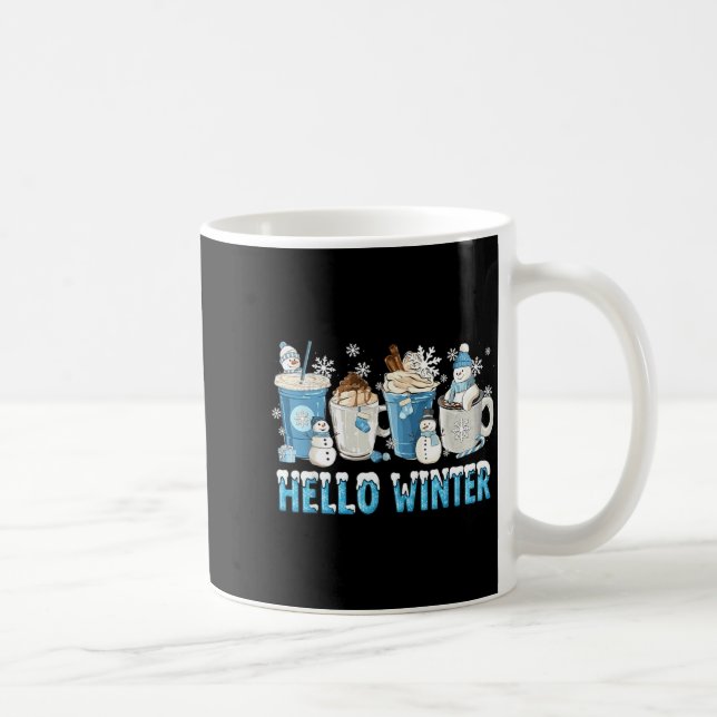 Hello Winter Sweet Cozy Coffee Lovers Snowman Chri Coffee Mug (Right)