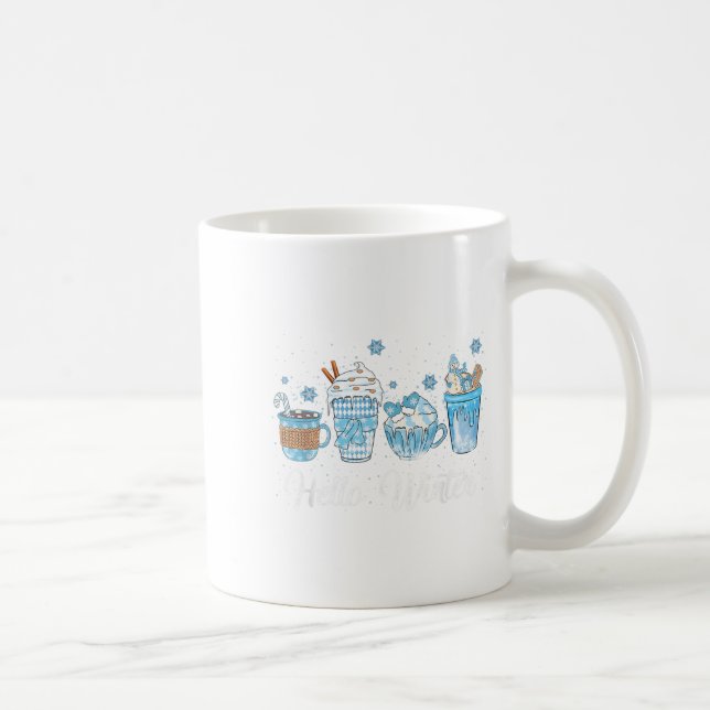 Hello Winter Sweet Cozy Coffee Lovers Snowman Chri Coffee Mug (Right)