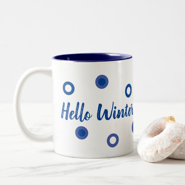 Hello Winter Two-Tone Coffee Mug (With Donut)