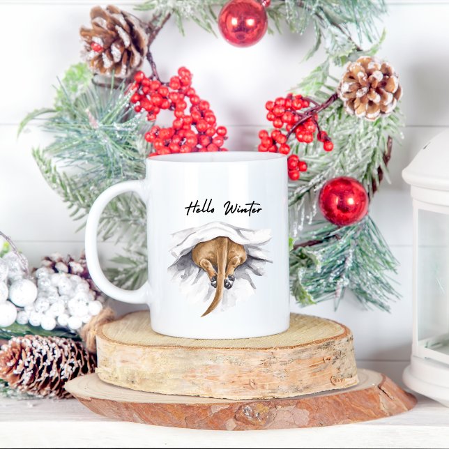 Hello Winter! Watercolor dog Under The Blanket Mug (Creator Uploaded)