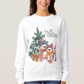 Hello Winter Women's Sweatshirt Winter Birds