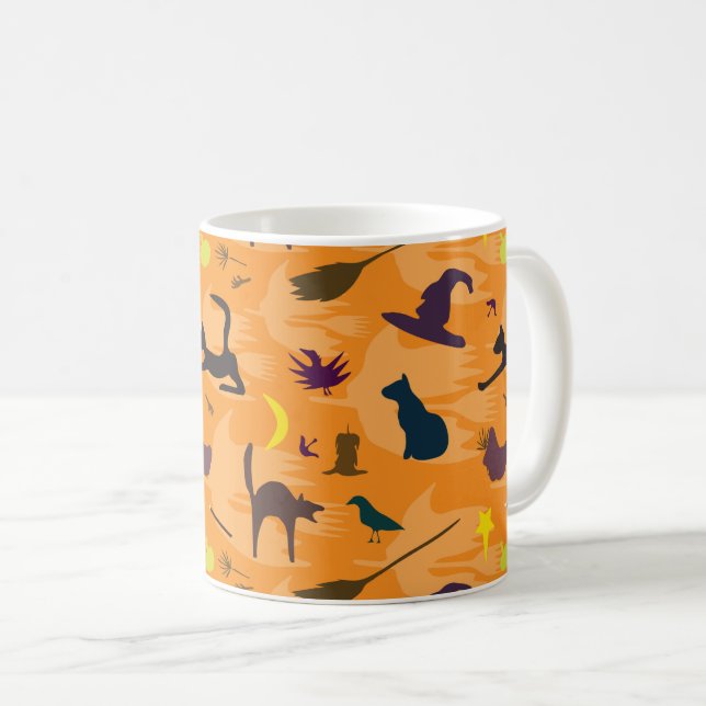 Hello Witch - seamless Halloween pattern. Coffee Mug (Front Right)
