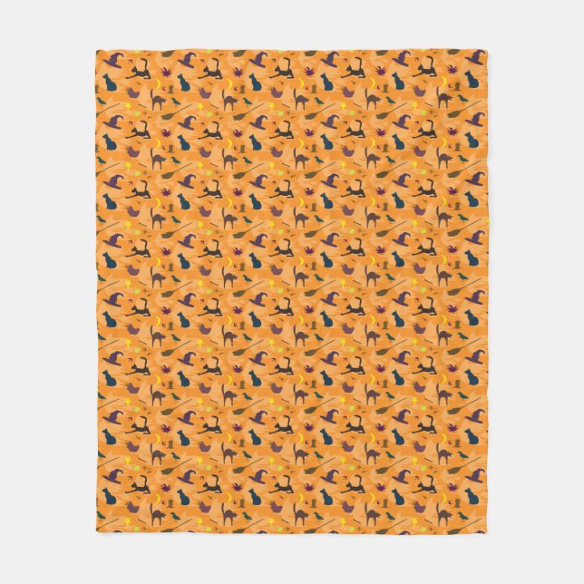 Hello Witch - seamless Halloween pattern.   Fleece Blanket (Front)