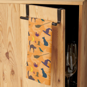 Hello Witch - seamless Halloween pattern. Kitchen Towel
