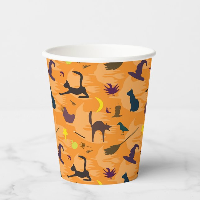 Hello Witch - seamless Halloween pattern. Paper Cups (Front)