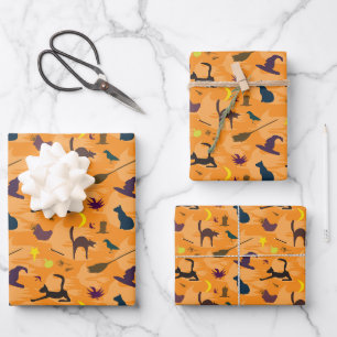 Hello Witch - seamless Halloween pattern.  Wrapping Paper Sheet