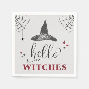 Hello Witches Halloween Funny Text Bachelorette Napkin