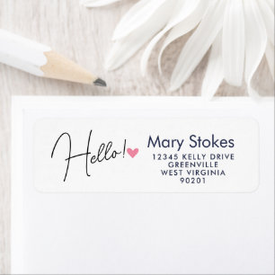 Hello with Heart Return Address Label   Cute Minim