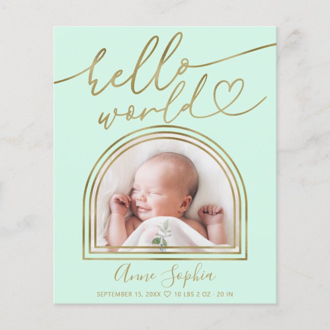 Hello World Arch Frame Budget Birth Announcement (Front)