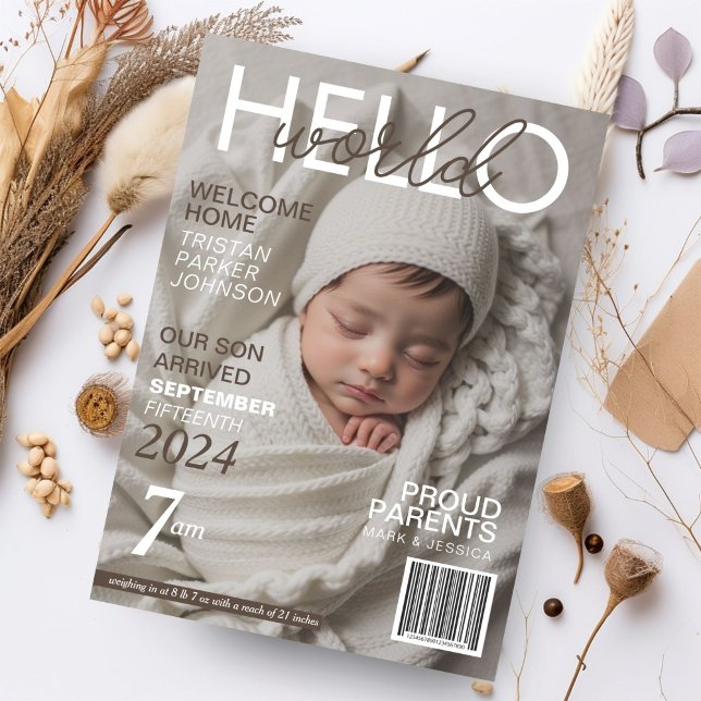 Hello World Baby Magazine Faire-part de naissance (Créateur téléchargé)