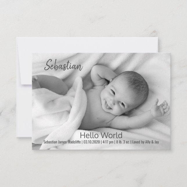 Hello World Baby Photo Cards (Front)